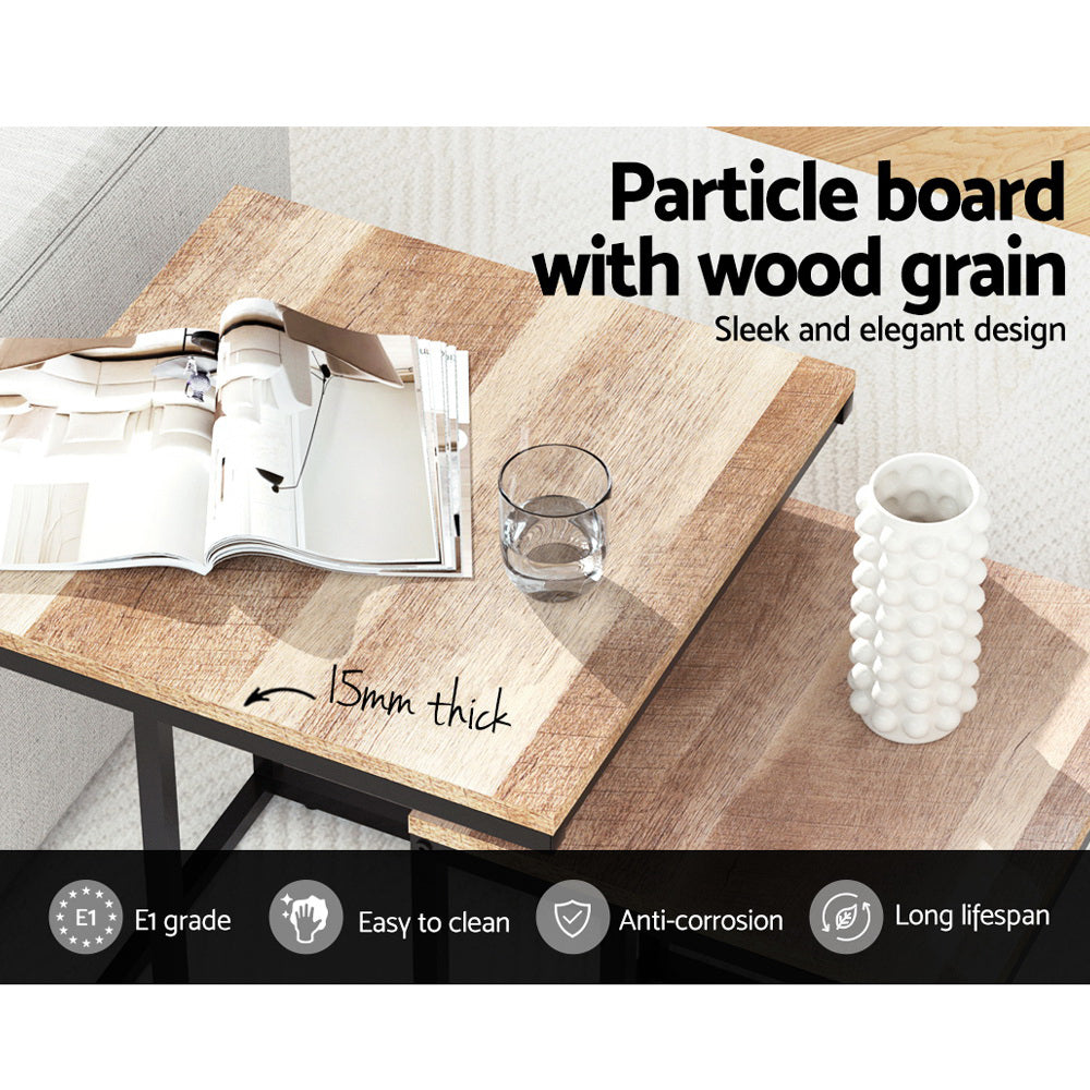 Artiss Nesting Coffee Table Sef of 2 Walnut Brok 6