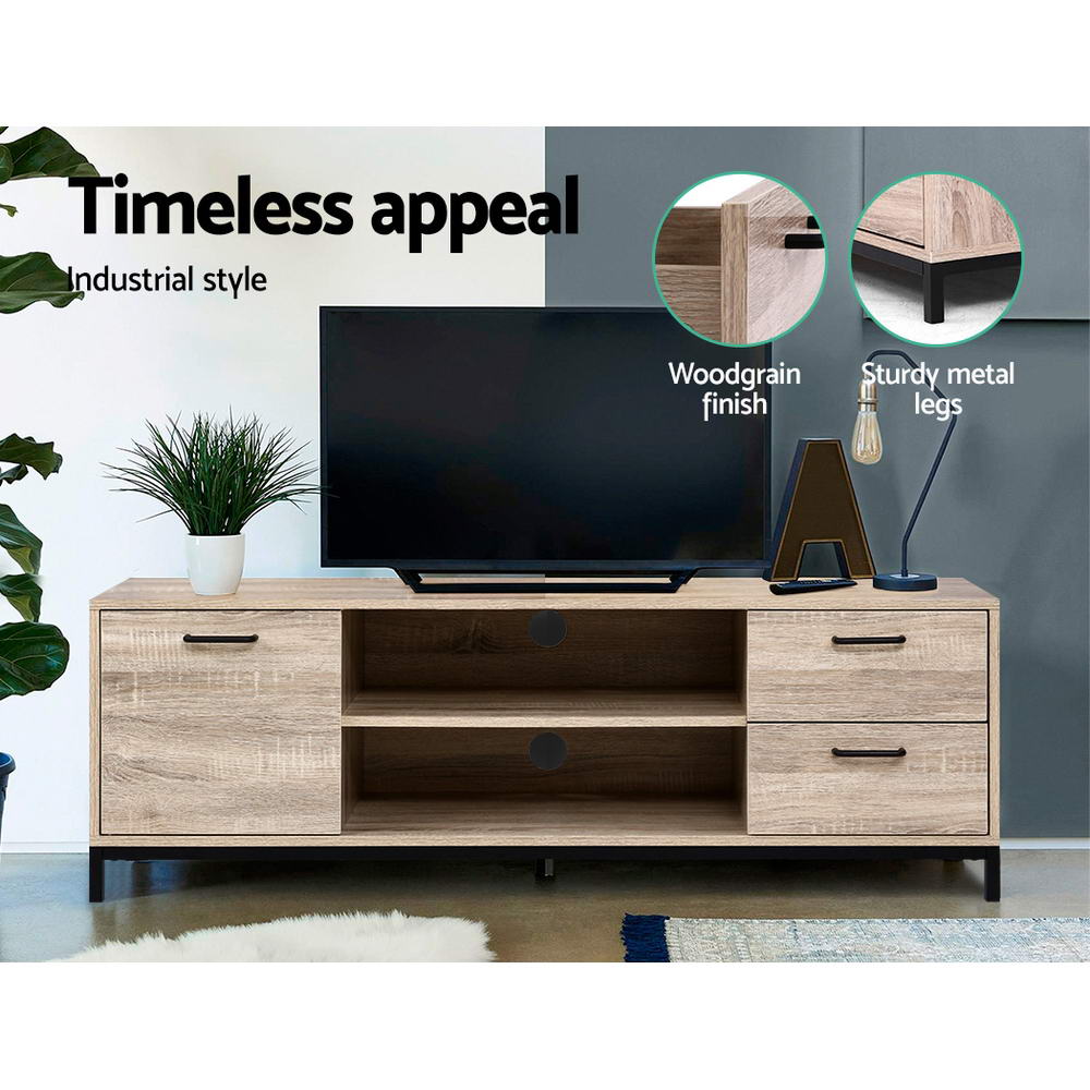 Artiss TV Cabinet Entertainment Unit 132cm Pine Tania 5