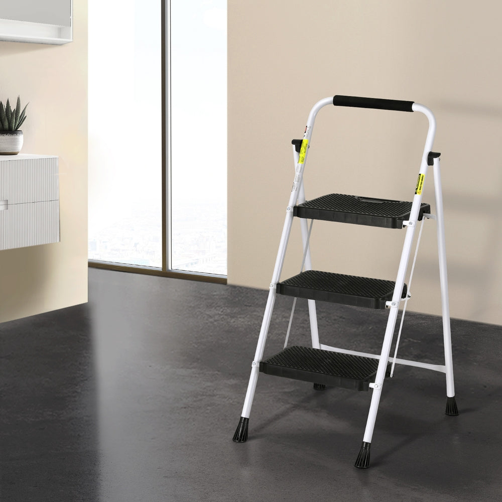 Giantz 3 Step Ladder Multi-Purpose Folding Steel Light Weight Platform 5