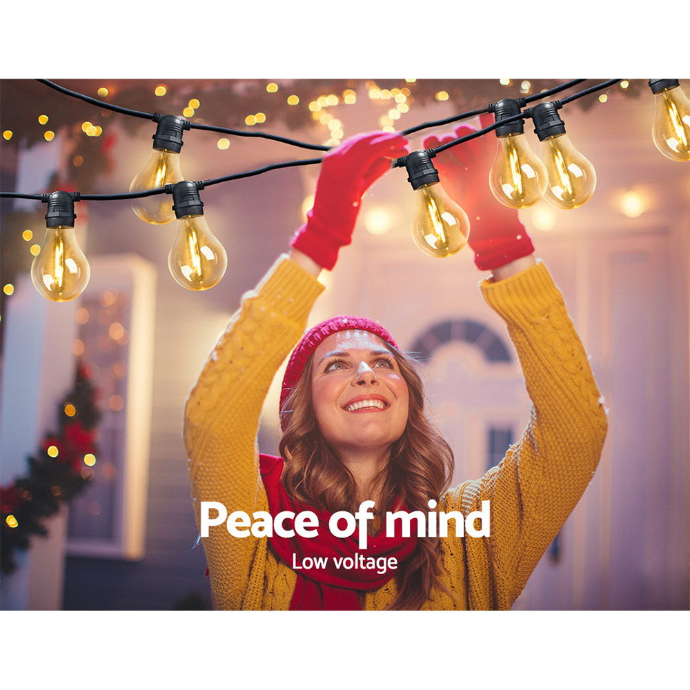 23m LED Festoon String Lights Outdoor Christmas Decorations Wedding Garden Party 6