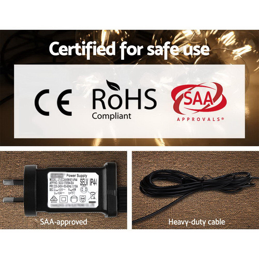 Jingle Jollys 50m LED Festoon String Lights 50 Bulbs Kits Wedding Party Christmas G80 7