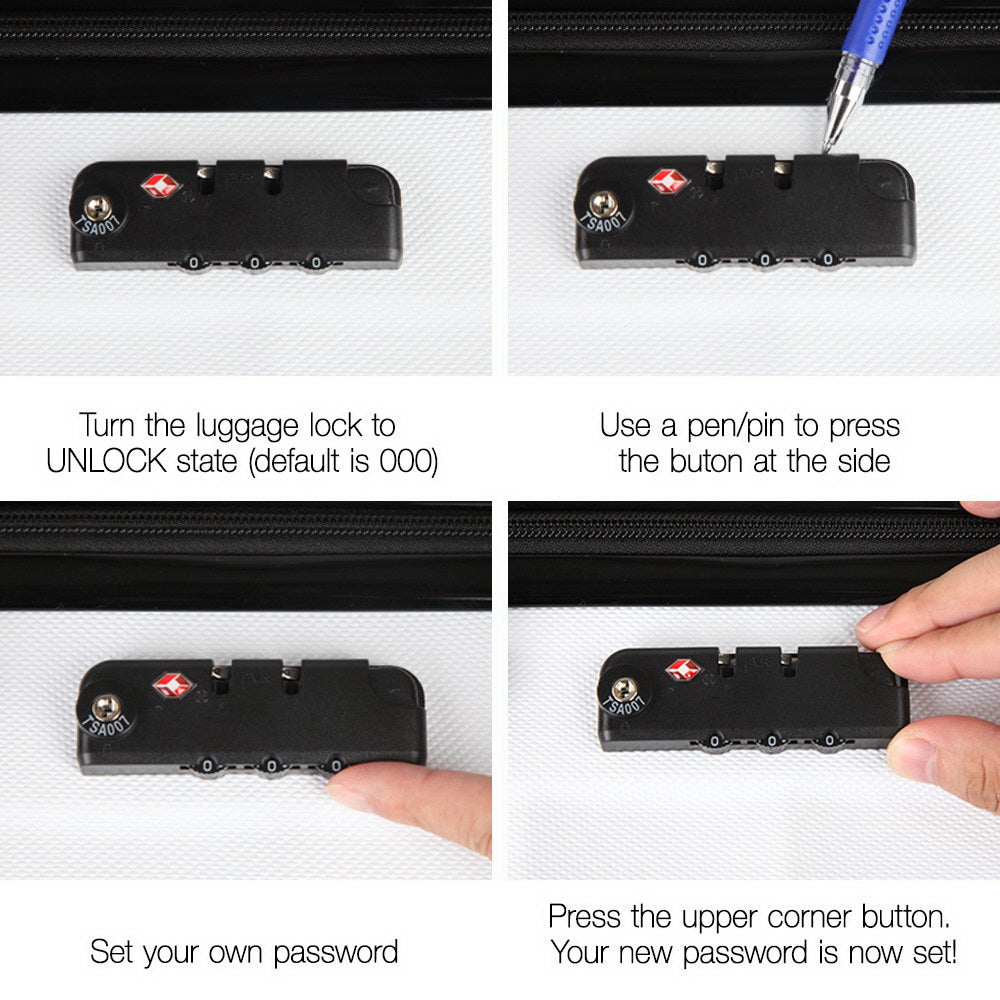 Wanderlite 2Set 20-28 Inch Luggage with TSA Lock Spinner Travel Suitcase Carry On Hard Shell Luggage Case White 7