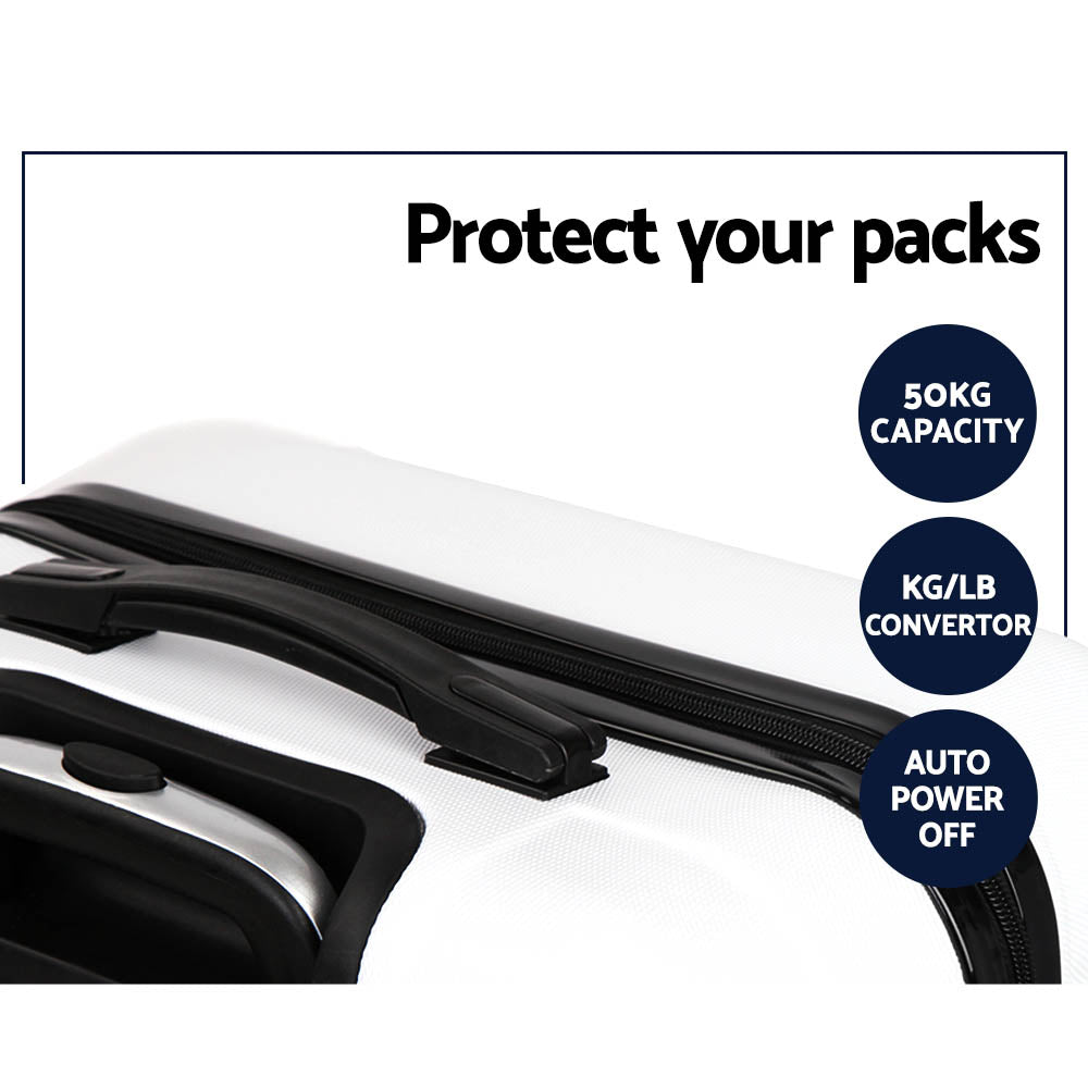 Wanderlite 3Set 20-24-28 Inch Luggage with TSA Lock Spinner Travel Suitcase Carry On Hard Shell Luggage Case White 6