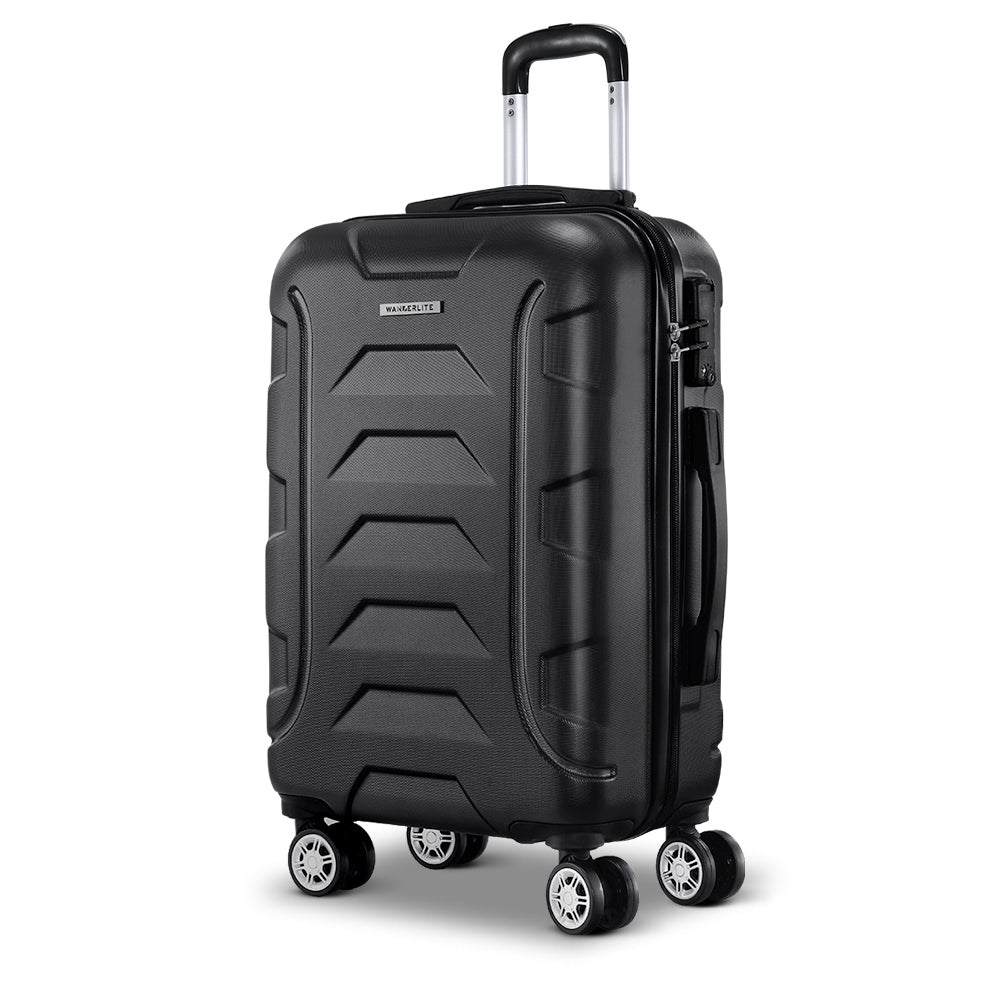Wanderlite 20 Inch Luggage with Zipper Lock Travel Suitcase Carry On Hard Shell Luggage Case Black 7