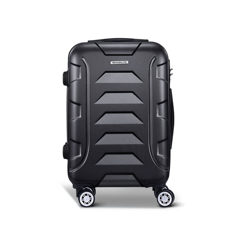 Wanderlite 20 Inch Luggage with Zipper Lock Travel Suitcase Carry On Hard Shell Luggage Case Black 3