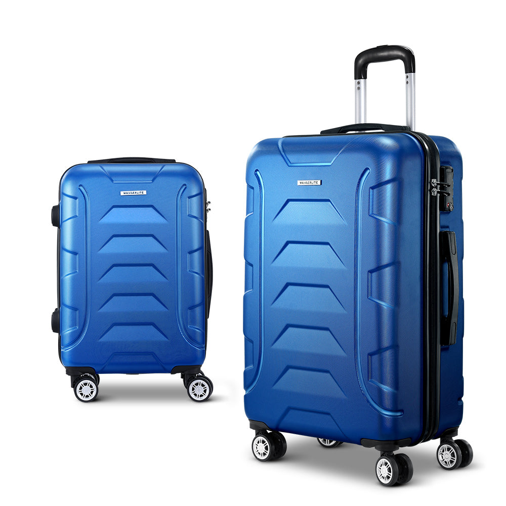 Wanderlite 2Set 20-28 Inch Luggage with TSA Lock Spinner Carry On Hard Shell Travel Suitcase Luggage Case Blue 8