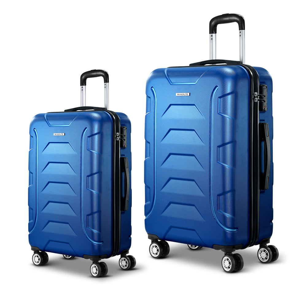 Wanderlite 2Set 20-28 Inch Luggage with TSA Lock Spinner Carry On Hard Shell Travel Suitcase Luggage Case Blue 3