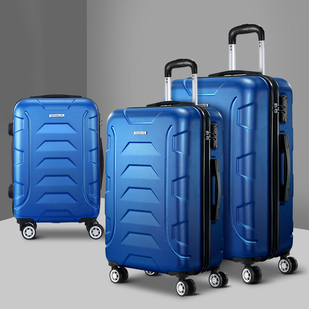 Wanderlite 3Set 20-24-28 Inch Luggage with TSA Lock Spinner Carry On Hard Shell Travel Suitcase Luggage Case Blue 7