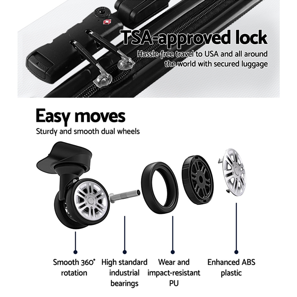 Wanderlite 3Set 20-24-28 Inch Luggage with TSA Lock Spinner Carry On Hard Shell Travel Suitcase Luggage Case Silver 5
