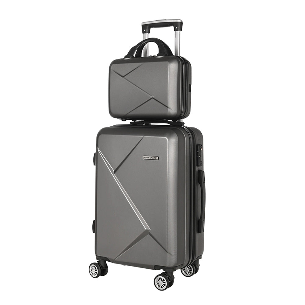 Wanderlite 2Set 20 Inch Luggage Case with 12 Inch Handheld Luggage Box Hard Shell Travel Suitcase TSA Lock Dark Grey 7