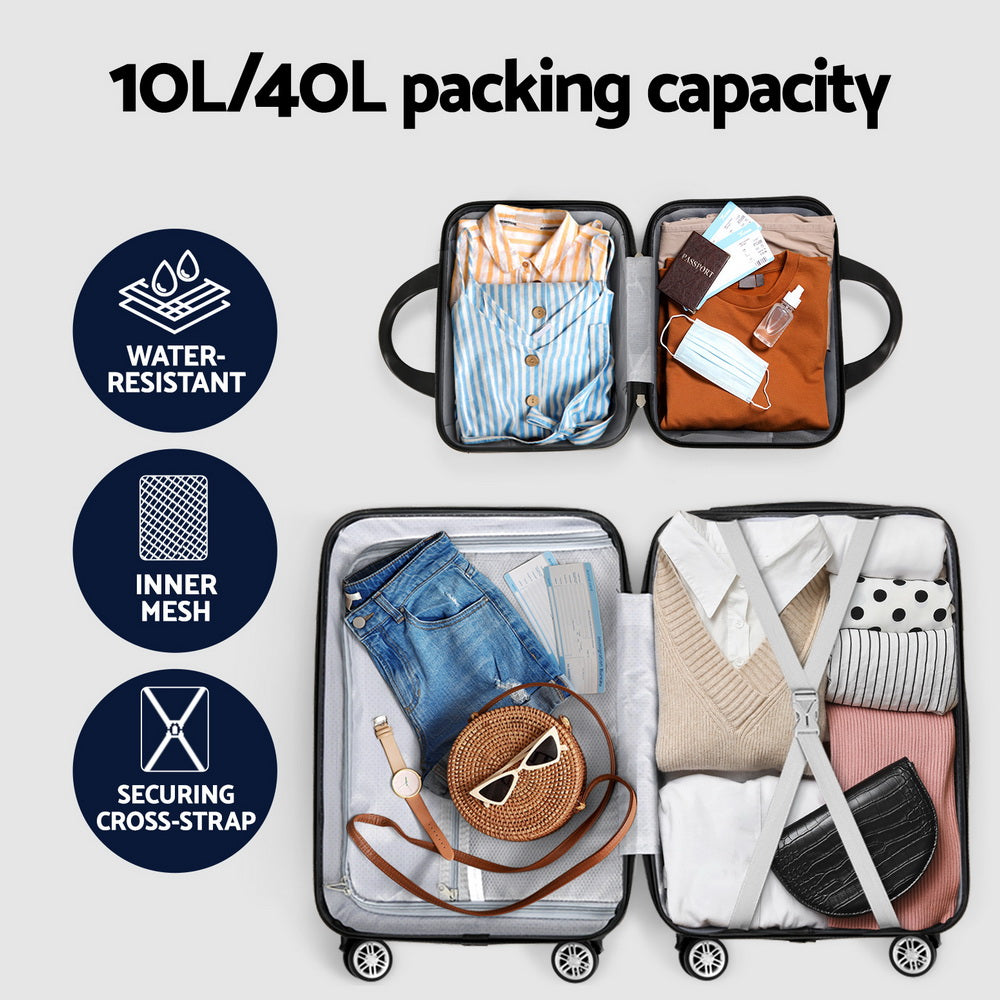 Wanderlite 2Set 20 Inch Luggage Case with 12 Inch Handheld Luggage Box Hard Shell Travel Suitcase TSA Lock  Rose Gold 6