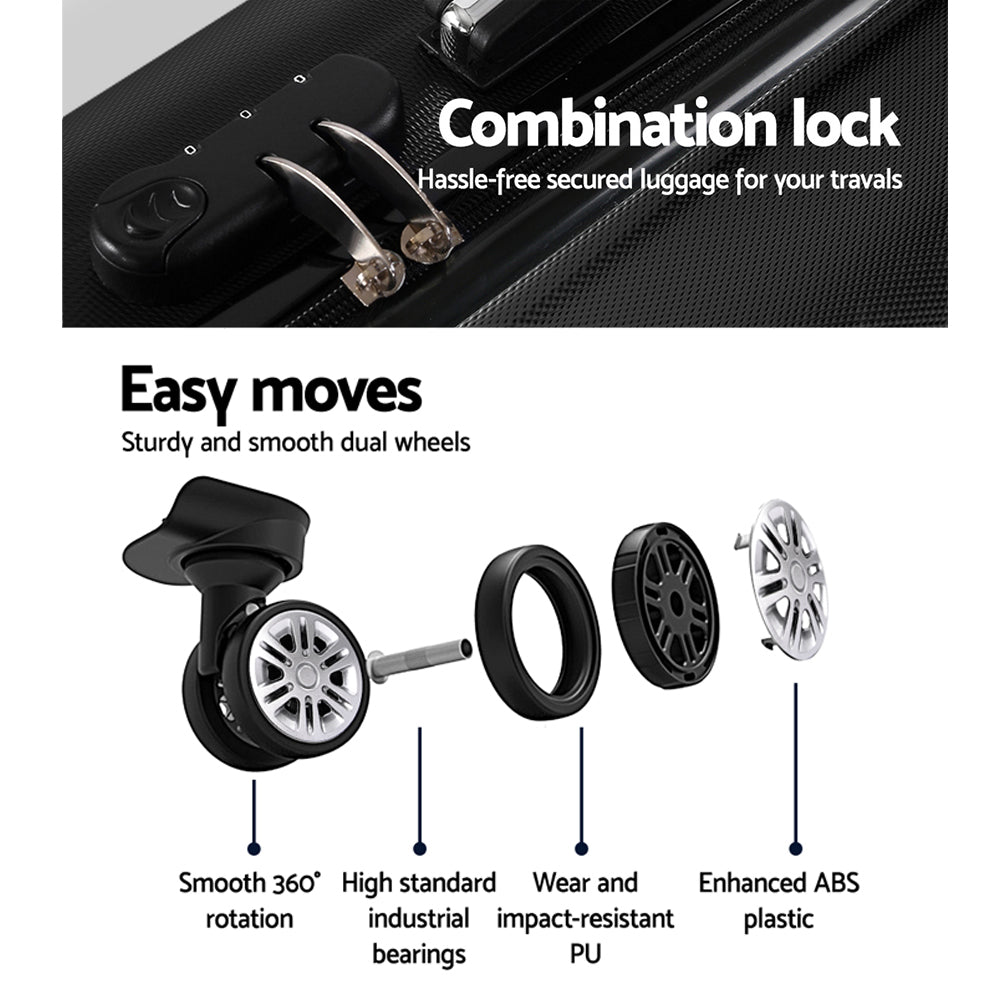 Wanderlite 20 Inch Luggage with Zipper Lock Carry On Hard Shell Travel Suitcase Luggage Case Black 5