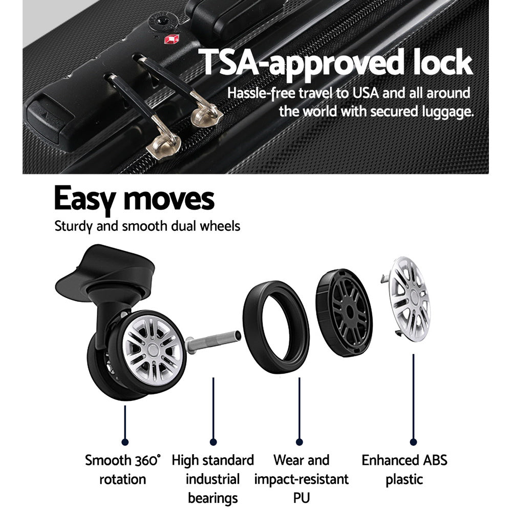 Wanderlite 24 Inch Luggage with TSA Lock Spinner Travel Suitcase Carry On Hard Shell Luggage Case Black 5