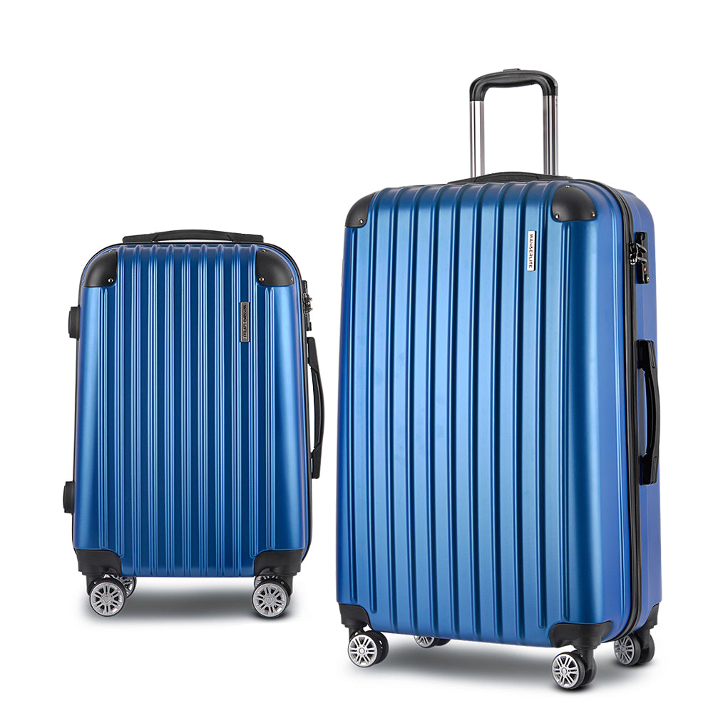 Wanderlite 20-28 Inch Luggage 2Set with TSA Lock Spinner Carry On Hard Shell Travel Suitcase Luggage Case Blue 8
