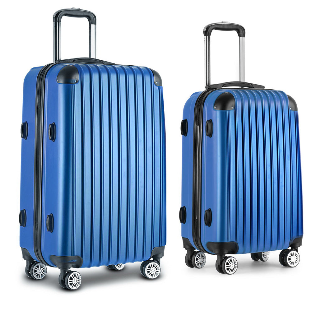 Wanderlite 20-28 Inch Luggage 2Set with TSA Lock Spinner Carry On Hard Shell Travel Suitcase Luggage Case Blue 3