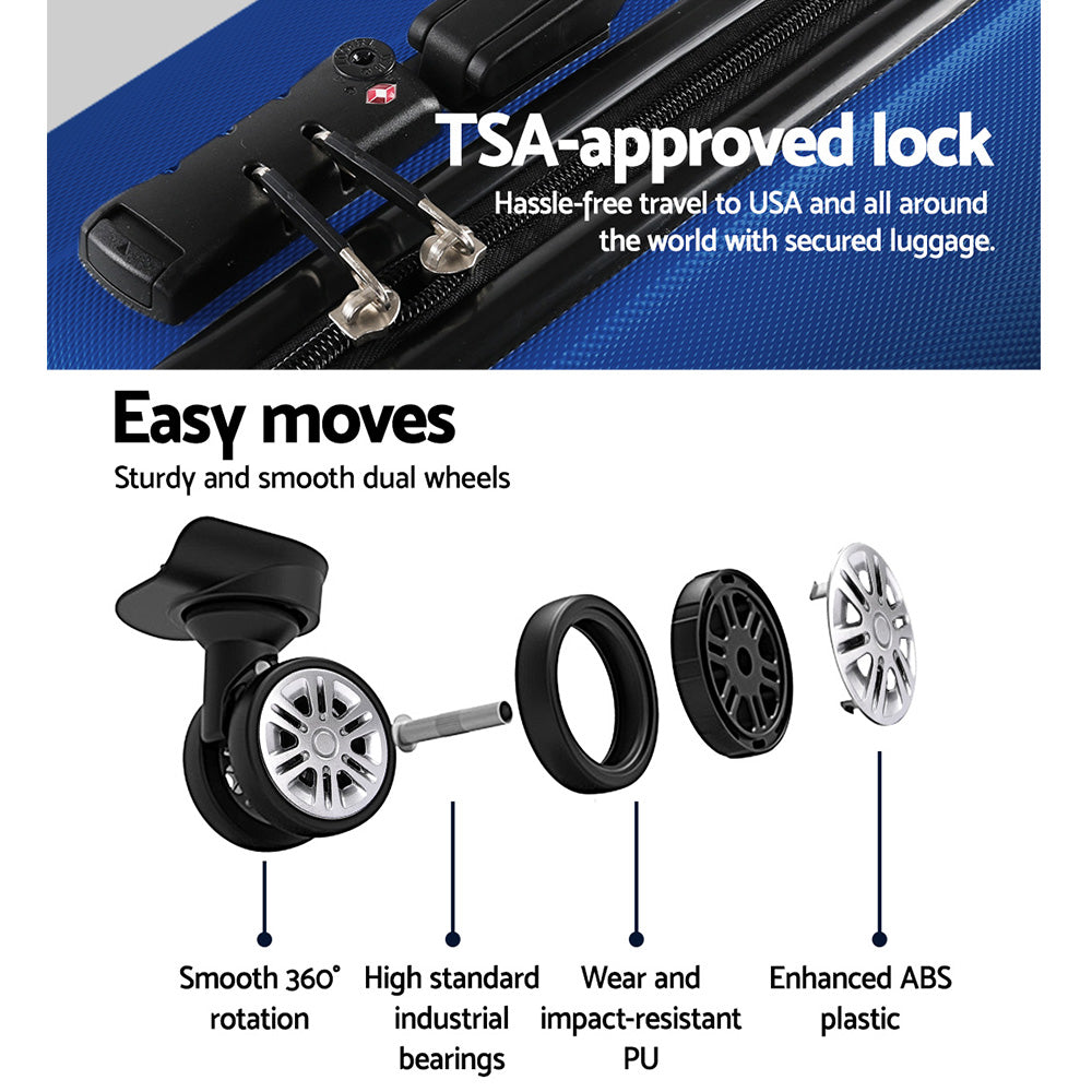 Wanderlite 20-28 Inch Luggage 2Set with TSA Lock Spinner Carry On Hard Shell Travel Suitcase Luggage Case Blue 5