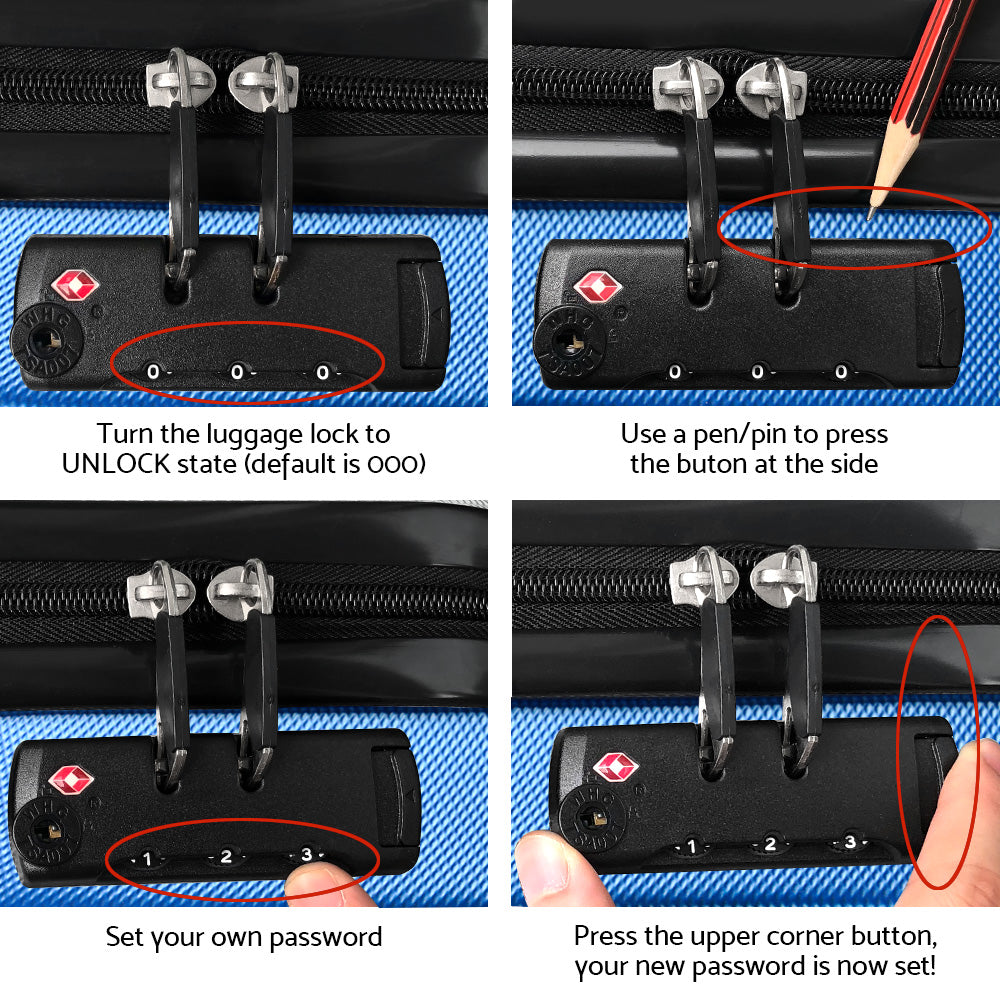 Wanderlite 20-28 Inch Luggage 2Set with TSA Lock Spinner Carry On Hard Shell Travel Suitcase Luggage Case Blue 7