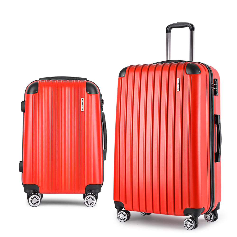 Wanderlite 20-28 Inch Luggage 2Set with TSA Lock Spinner Carry On Hard Shell Travel Suitcase Luggage Case Red 8