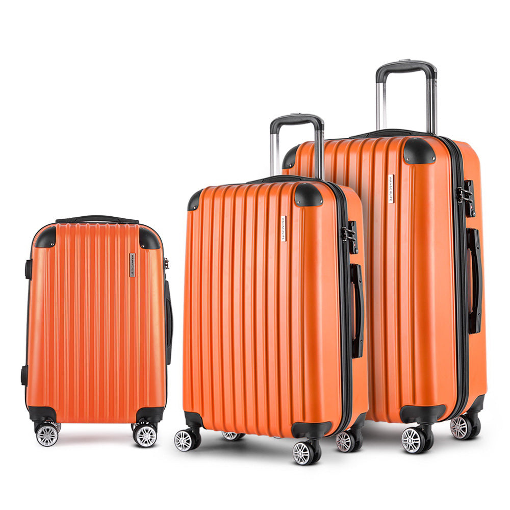 Wanderlite 20-24-28 Inch Luggage 3Set with TSA Lock Spinner Carry On Hard Shell Travel Suitcase Luggage Case Orange 8