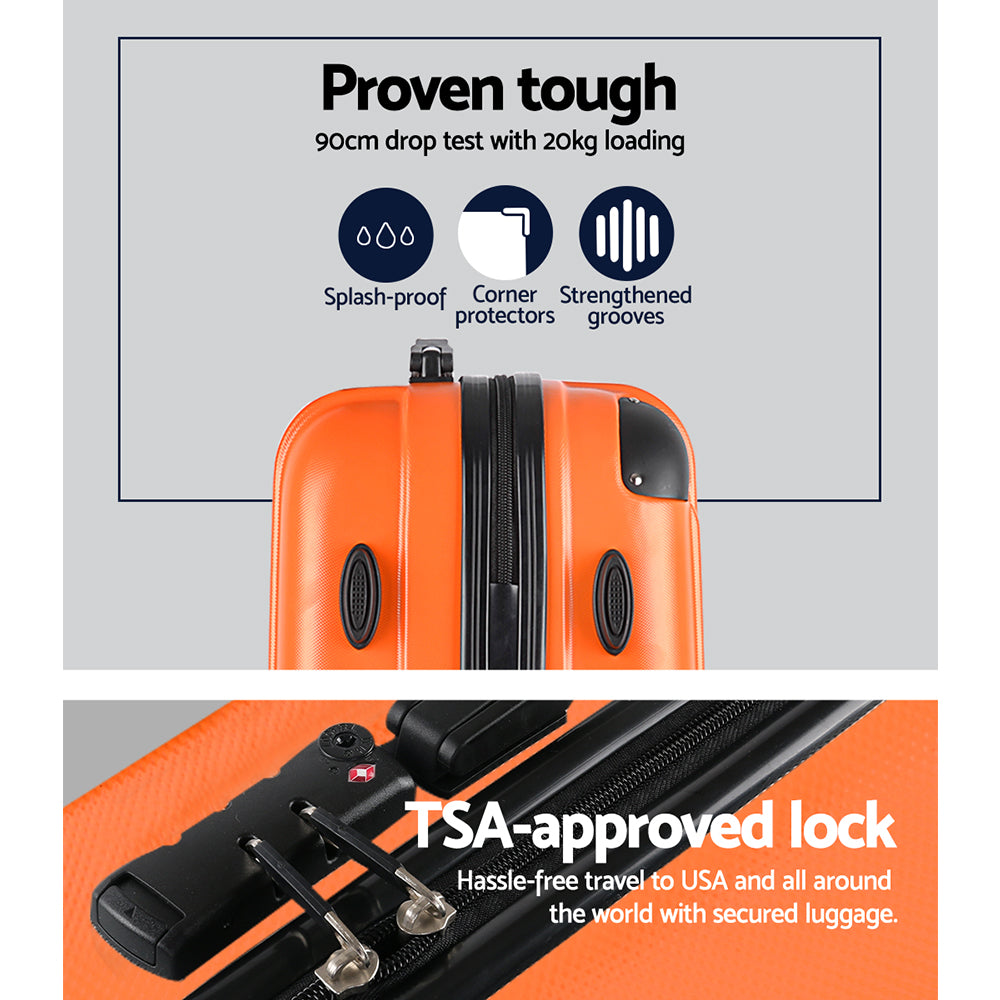 Wanderlite 20-24-28 Inch Luggage 3Set with TSA Lock Spinner Carry On Hard Shell Travel Suitcase Luggage Case Orange 4