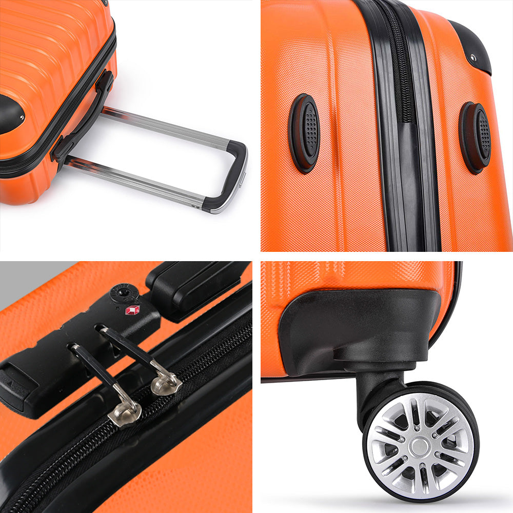 Wanderlite 20-24-28 Inch Luggage 3Set with TSA Lock Spinner Carry On Hard Shell Travel Suitcase Luggage Case Orange 7