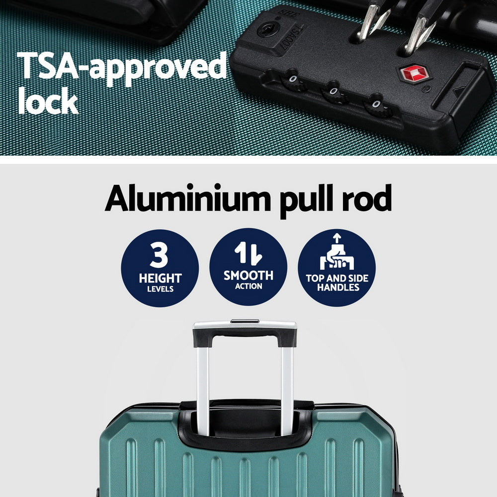 Wanderlite 28-inch Luggage Set with TSA Lock�ABS Hard Shell Travel Suitcase Organiser Luggage Case Atrovirens 5