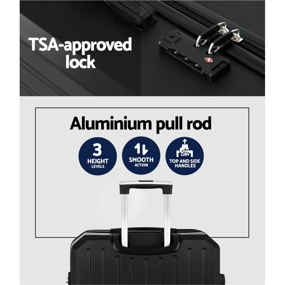 Wanderlite 28-inch Luggage Set with TSA Lock�ABS Hard Shell Travel Suitcase Organiser Luggage Case Black 4