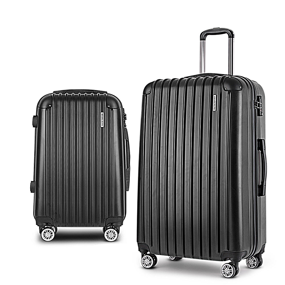 Wanderlite 20in 28in Luggage 2Set with Zipper Lock Carry On Hard Shell Travel Suitcase Luggage Case Black 8
