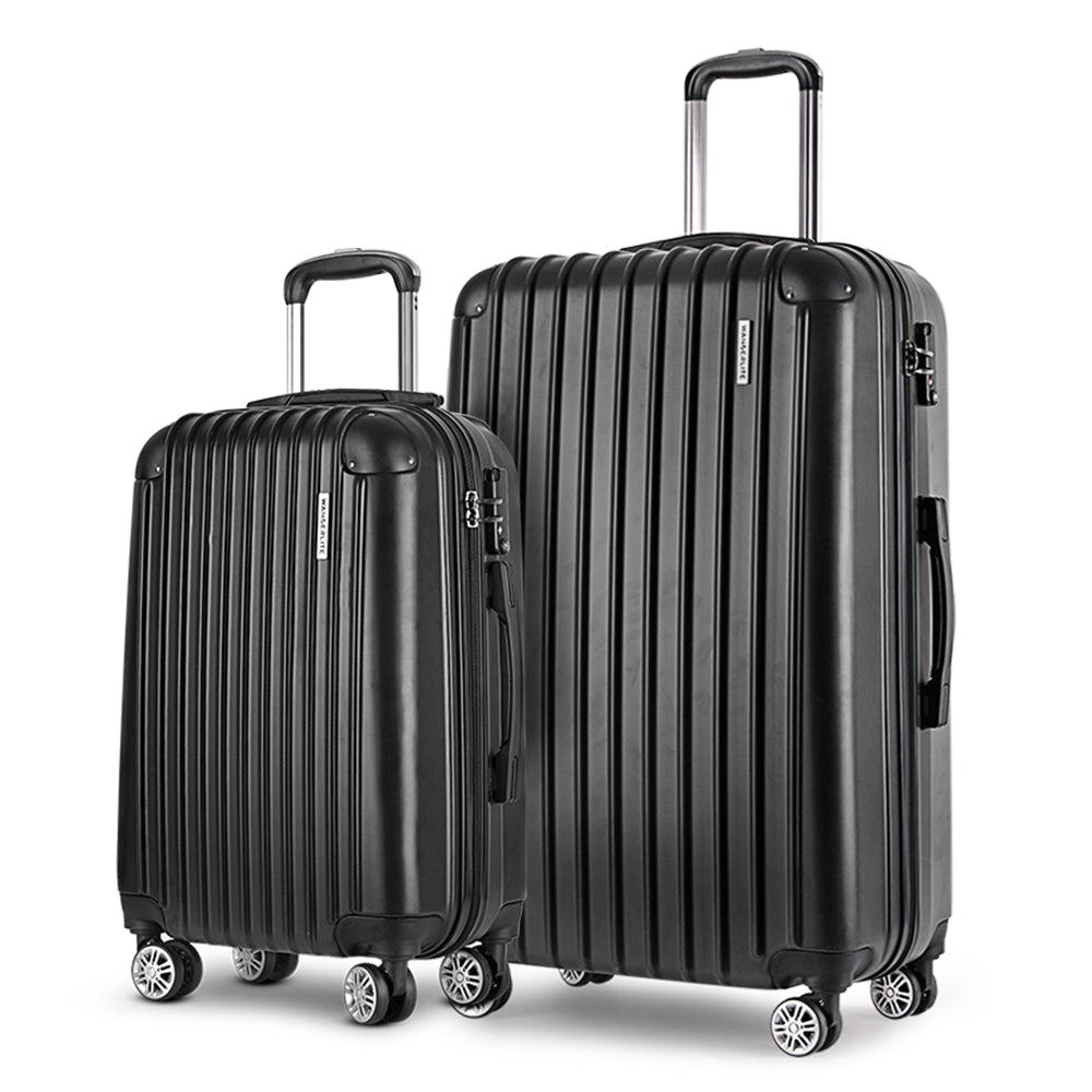 Wanderlite 20in 28in Luggage 2Set with Zipper Lock Carry On Hard Shell Travel Suitcase Luggage Case Black 3