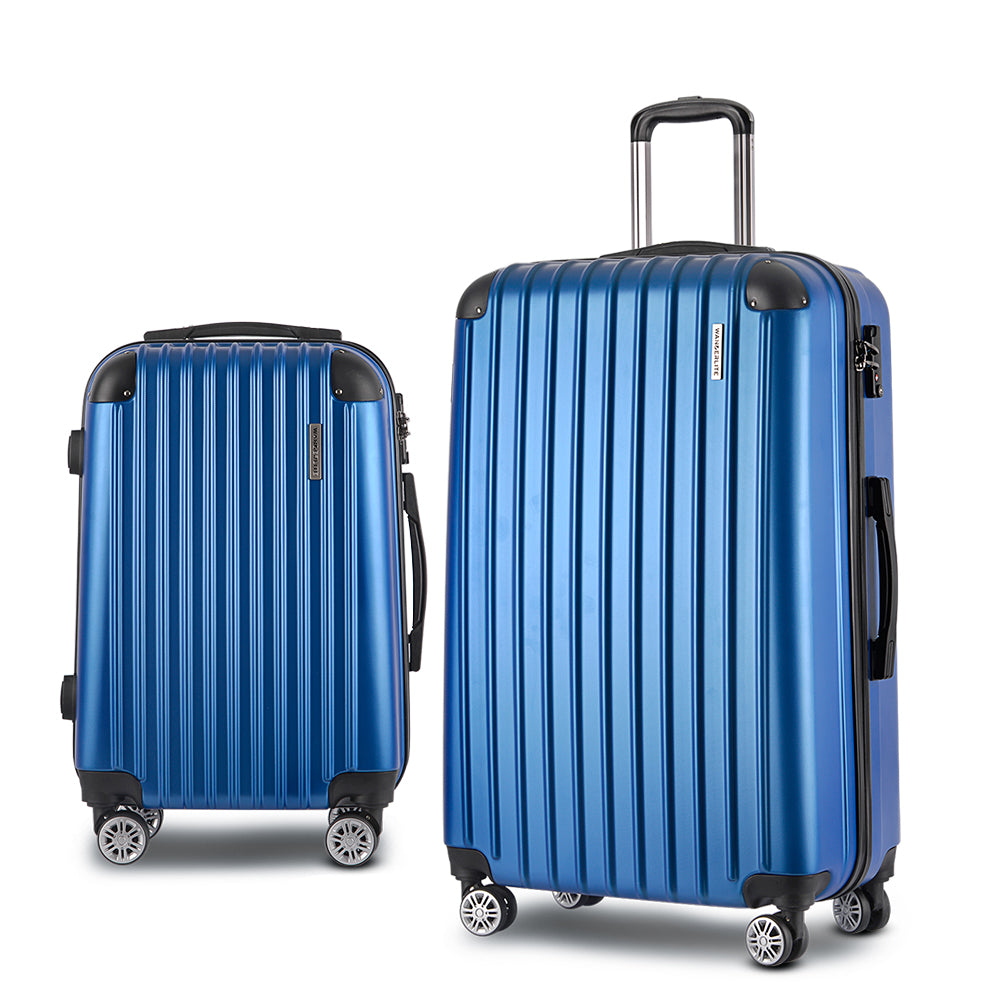 Wanderlite 2 Set Luggage 20-28 Inch with Zipper Lock Carry On Hard Shell Travel Suitcase Luggage Case Blue 8