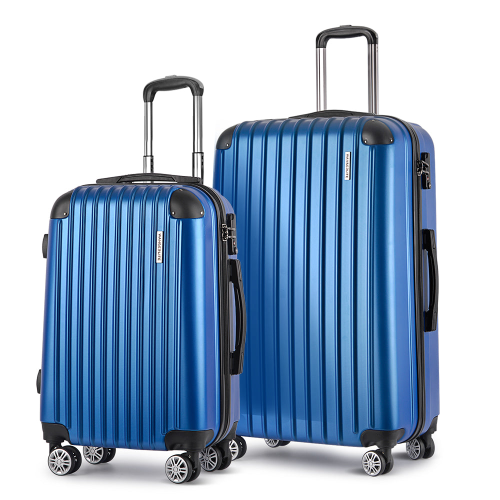 Wanderlite 2 Set Luggage 20-28 Inch with Zipper Lock Carry On Hard Shell Travel Suitcase Luggage Case Blue 3