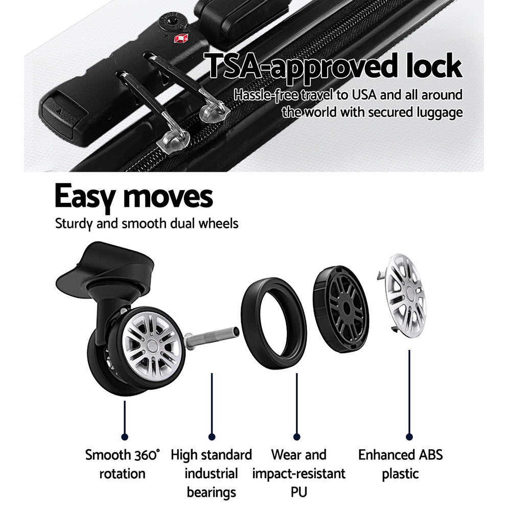 Wanderlite 20" 28" Luggage with TSA Lock Spinner Travel Suitcase Carry On Hard Shell Luggage Case White 5