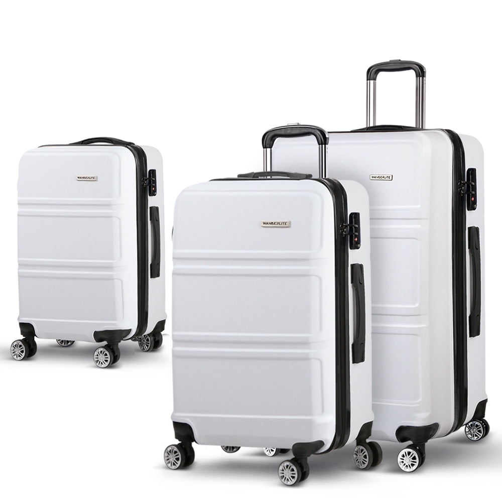 Wanderlite 20" 24" 28" Luggage with TSA Lock Spinner Travel Suitcase Carry On Hard Shell Luggage Case White 8
