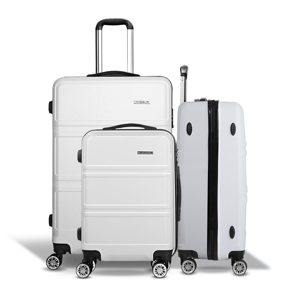 Wanderlite 20" 24" 28" Luggage with TSA Lock Spinner Travel Suitcase Carry On Hard Shell Luggage Case White 3