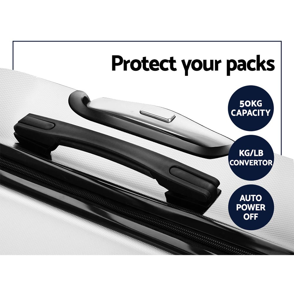 Wanderlite 20" 24" 28" Luggage with TSA Lock Spinner Travel Suitcase Carry On Hard Shell Luggage Case White 6