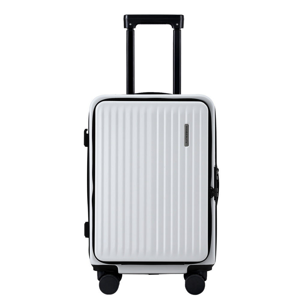 Wanderlite 20" Luggage Suitcase Front Pocket Travel Carry On Dual TSA White 3