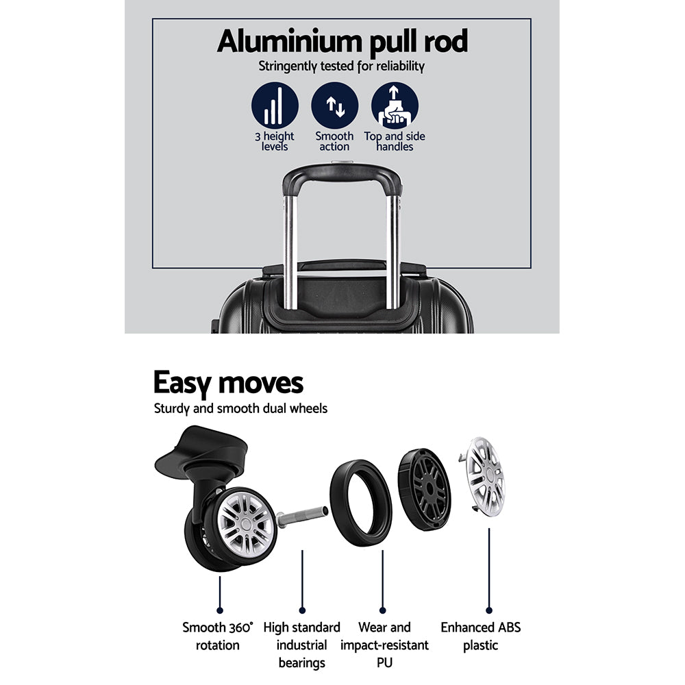 Wanderlite 3 Set Luggage 20-24-28 Inch with TSA Lock Spinner Hard Shell Travel Suitcase Luggage Organiser Case Black 5