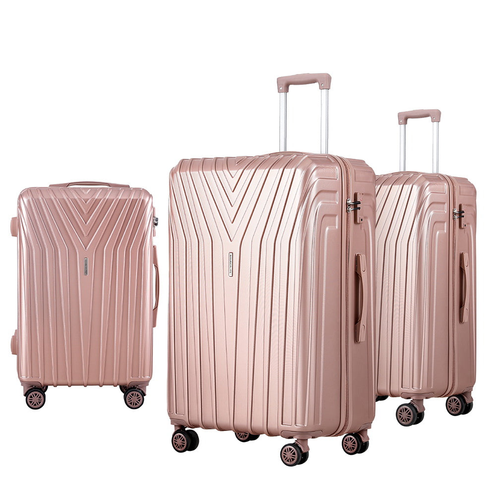 Wanderlite 3 Set Luggage 20-24-28 Inch Suitcase with TSA Lock Carry On Hard Shell Travel Luggage Organiser Case Pink 7