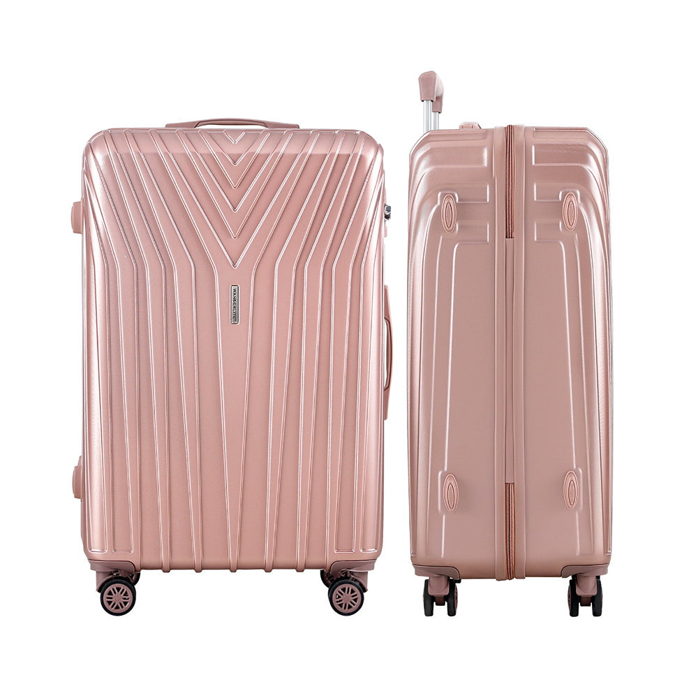Wanderlite 3 Set Luggage 20-24-28 Inch Suitcase with TSA Lock Carry On Hard Shell Travel Luggage Organiser Case Pink 3