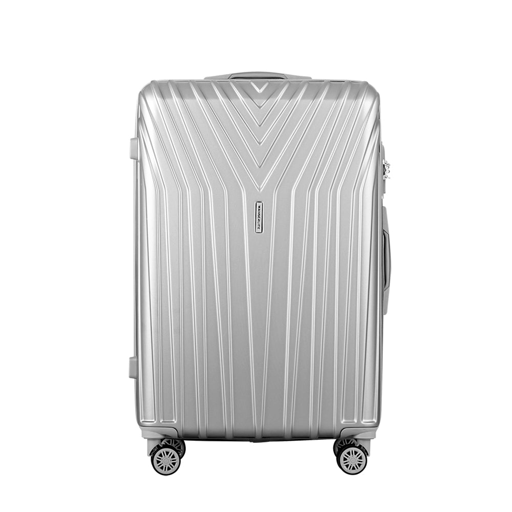 Wanderlite 3 Set Luggage 20-24-28 Inch Suitcase with TSA Lock Carry On Hard Shell Travel Luggage Organiser Case Silver 3