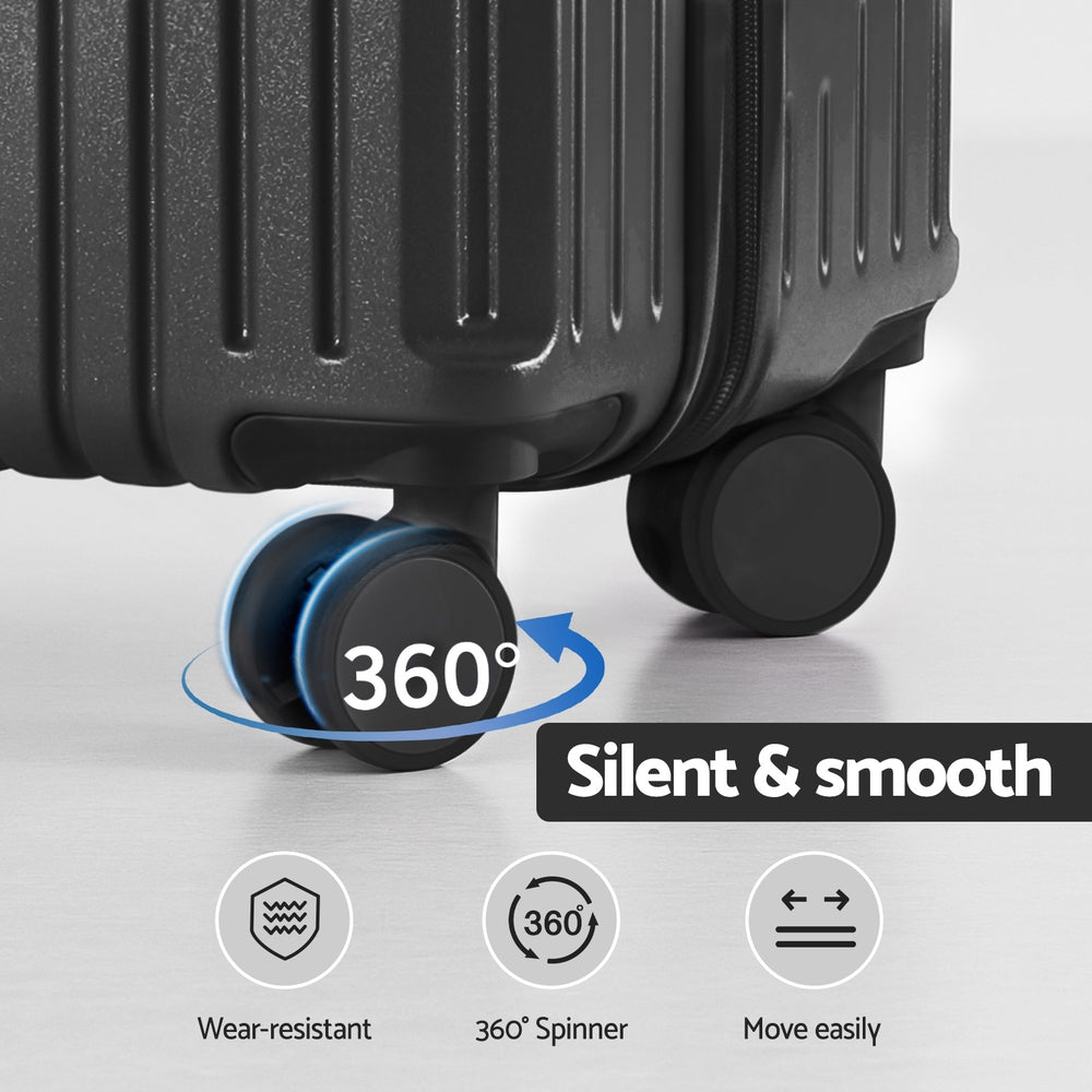 Wanderlite 2pcs Trunk Luggage Suitcase Travel Carry On TSA Lock 12" 20" Black 6