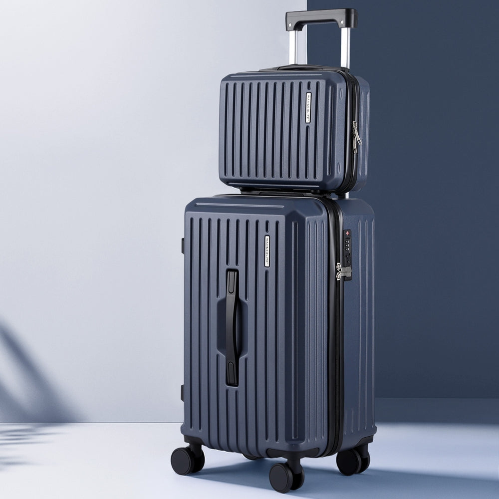 Wanderlite 2pcs Trunk Luggage Suitcase Travel Carry On TSA Lock 12" 20" Navy 7