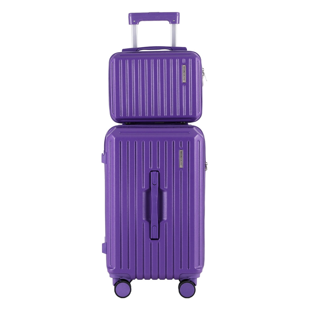 Wanderlite 2pcs Trunk Luggage Suitcase Travel Carry On TSA Lock 12" 20" Purple 3