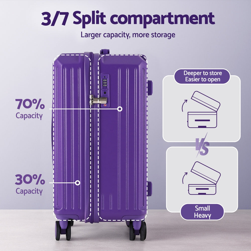 Wanderlite 2pcs Trunk Luggage Suitcase Travel Carry On TSA Lock 12" 20" Purple 4
