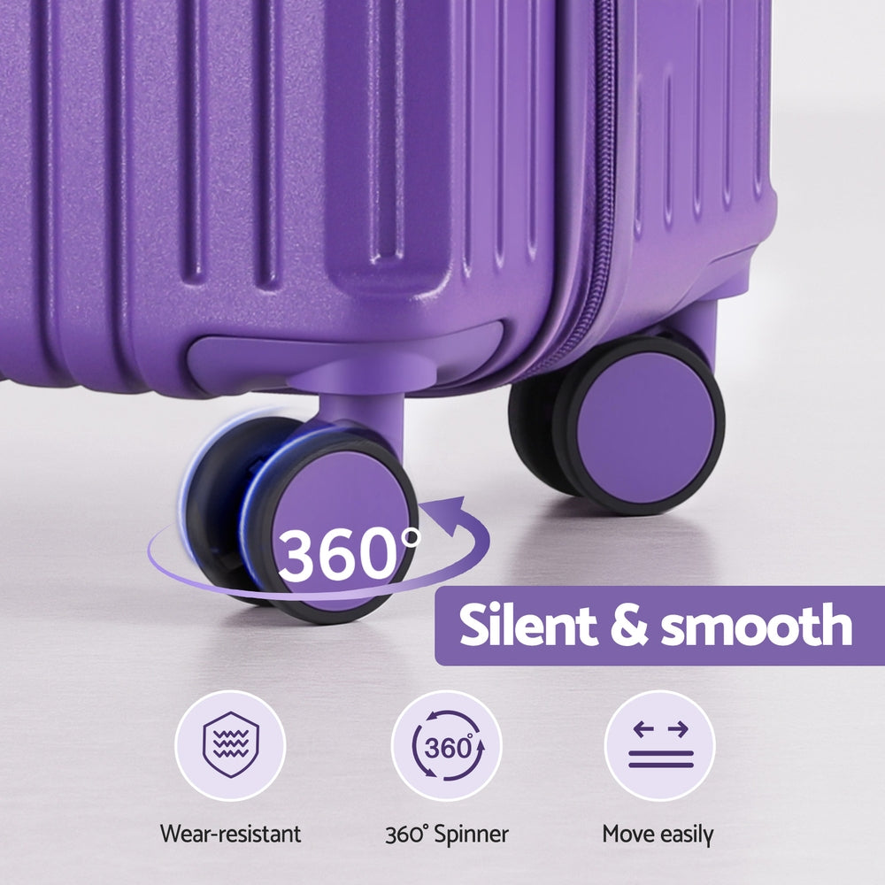 Wanderlite 2pcs Trunk Luggage Suitcase Travel Carry On TSA Lock 12" 20" Purple 6