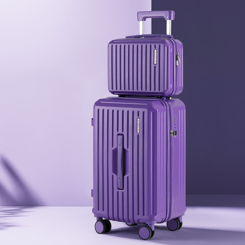Wanderlite 2pcs Trunk Luggage Suitcase Travel Carry On TSA Lock 12" 20" Purple 7