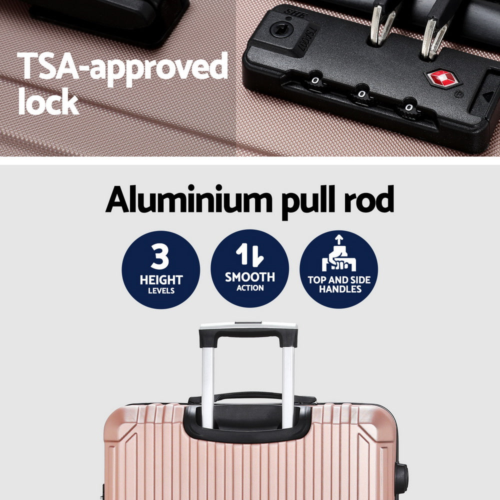 Wanderlite 28-inch Luggage Set with TSA Lock�ABS Hard Shell Travel Suitcase Organiser Luggage Case Rose Gold 5
