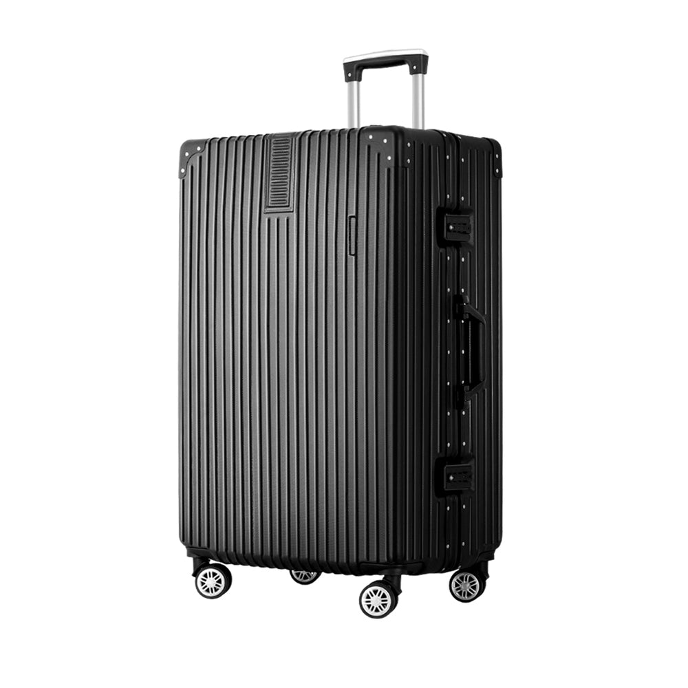 Wanderlite 28 Inch Luggage with TSA Lock Stainless�Steel�Wrapped�Corners Hard Shell Travel Suitcase Luggage Case Black 7