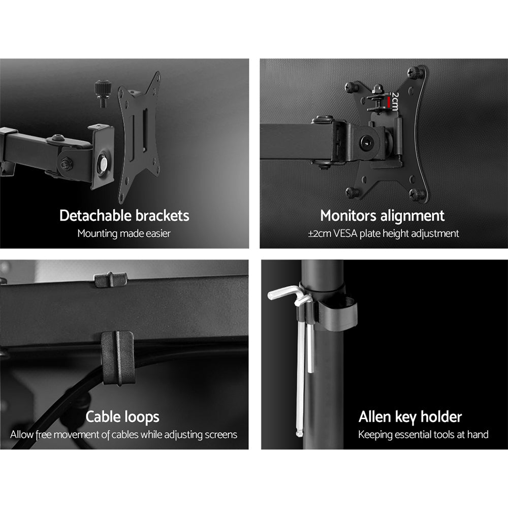 Artiss Monitor Arm Dual Desk Mount Screen Bracket Holder 5