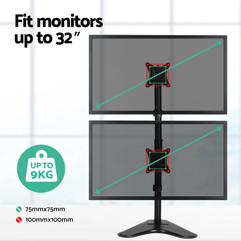 Artiss Monitor Arm Stand Dual Mount HD LED TV Bracket Holder Freestanding 5